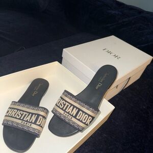 Dior Black and Cream Logo Sandals